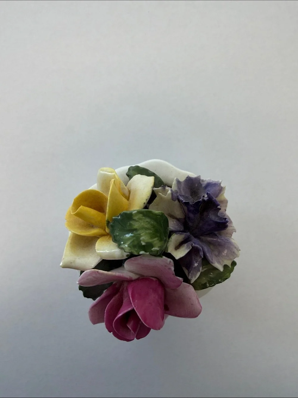 Sandford Handcrafted Ceramic Floral Accent in Pink, Purple & Green